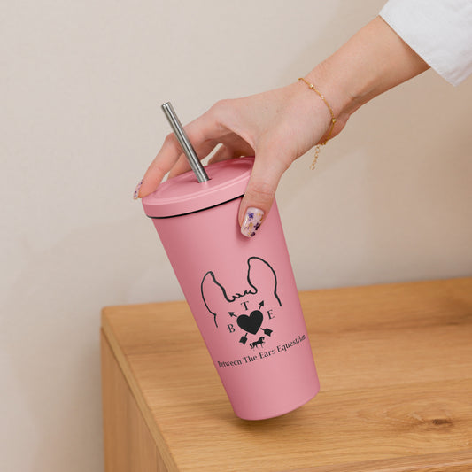 Insulated tumbler with a straw