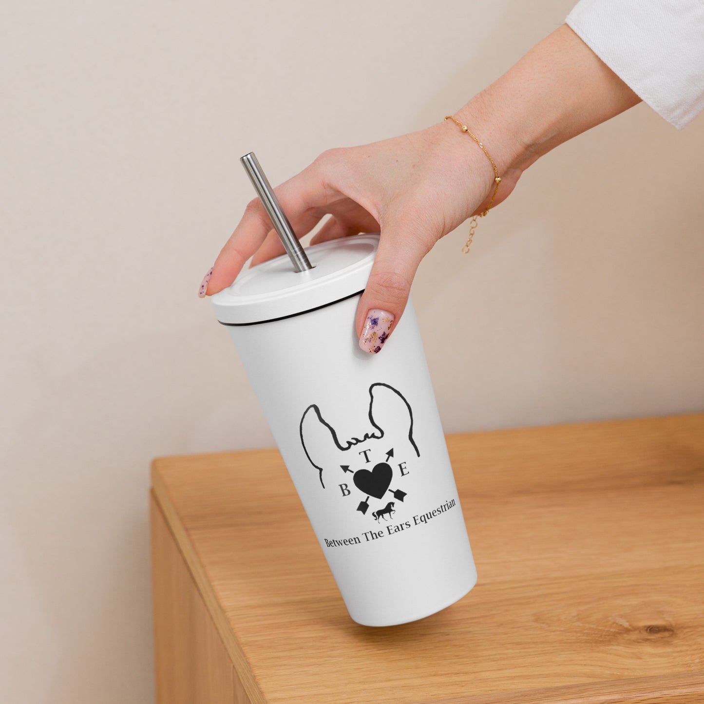 Insulated tumbler with a straw